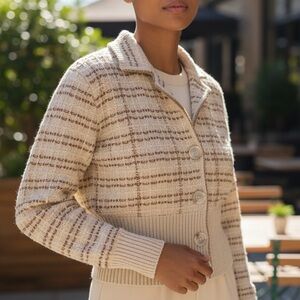 Malo Italy Silk Cashmere Blend Cropped Cardigan | Quiet Luxury Neutral Knit